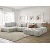 Image de Canapé panoramique convertible coffre EVEREST tissu texturé gris clair angle droit BOBOCHIC 6 places