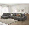 Image de Canapé panoramique convertible coffre EVEREST tissu texturé gris foncé angle droit BOBOCHIC 6 places