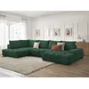 Image de Canapé panoramique convertible coffre EVEREST tissu texturé vert angle droit BOBOCHIC 6 places