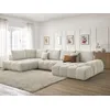 Image de Canapé panoramique convertible coffre EVEREST tissu texturé beige angle droit BOBOCHIC 6 places