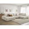 Image de Canapé panoramique convertible coffre EVEREST tissu texturé beige angle gauche BOBOCHIC 6 places