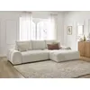 Image de Canapé d'angle convertible coffre EVEREST tissu texturé blanc angle droit BOBOCHIC 3 places