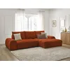 Image de Canapé d'angle convertible coffre EVEREST tissu texturé orange angle droit BOBOCHIC 3 places