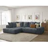 Image de Canapé d'angle L convertible coffre EVEREST tissu texturé bleu foncé angle gauche BOBOCHIC 3 places