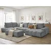 Image de Canapé panoramique convertible coffre EVEREST tissu chiné avec pouf gris foncé angle droit BOBOCHIC 7 places