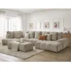 Image de Canapé panoramique convertible coffre EVEREST tissu chiné avec pouf taupe angle droit BOBOCHIC 7 places