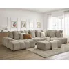 Image de Canapé panoramique convertible coffre EVEREST tissu chiné avec pouf taupe angle gauche BOBOCHIC 7 places
