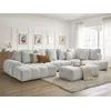 Image de Canapé panoramique convertible coffre EVEREST tissu chiné avec pouf gris clair angle gauche BOBOCHIC 7 places