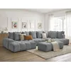 Image de Canapé panoramique convertible coffre EVEREST tissu chiné avec pouf gris foncé angle gauche BOBOCHIC 7 places