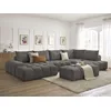 Image de Canapé panoramique convertible coffre EVEREST tissu texturé avec pouf gris foncé angle gauche BOBOCHIC 7 places