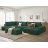 Image de Canapé panoramique convertible coffre EVEREST tissu texturé avec pouf vert angle droit BOBOCHIC 7 places