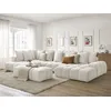 Image de Canapé panoramique convertible coffre EVEREST tissu texturé avec pouf blanc angle droit BOBOCHIC 7 places