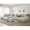 Image de Canapé panoramique convertible coffre EVEREST tissu texturé avec pouf gris clair angle droit BOBOCHIC 7 places