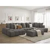 Image de Canapé panoramique convertible coffre EVEREST tissu texturé avec pouf gris foncé angle gauche BOBOCHIC 7 places