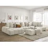 Image de Canapé panoramique convertible coffre EVEREST tissu texturé avec pouf beige angle gauche BOBOCHIC 7 places
