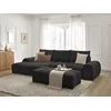 Image de Canapé d'angle convertible coffre EVEREST tissu texturé avec pouf noir angle gauche BOBOCHIC 4 places