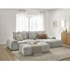 Image de Canapé d'angle convertible coffre EVEREST tissu texturé avec pouf gris clair angle droit BOBOCHIC 4 places