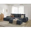Image de Canapé d'angle convertible coffre EVEREST tissu texturé avec pouf bleu angle gauche BOBOCHIC 4 places