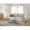 Image de Canapé d'angle convertible coffre EVEREST tissu texturé avec pouf beige angle gauche BOBOCHIC 4 places