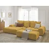 Image de Canapé d'angle convertible coffre EVEREST tissu chiné avec pouf jaune angle gauche BOBOCHIC 4 places