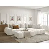 Image de Canapé d'angle L convertible coffre EVEREST tissu texturé avec pouf blanc angle droit BOBOCHIC 4 places