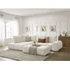 Image de Canapé d'angle L convertible coffre EVEREST tissu chiné avec pouf blanc angle gauche BOBOCHIC 4 places