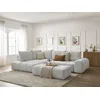 Image de Canapé d'angle L convertible coffre EVEREST tissu chiné avec pouf gris clair angle gauche BOBOCHIC 4 places