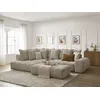 Image de Canapé d'angle L convertible coffre EVEREST tissu chiné avec pouf taupe angle gauche BOBOCHIC 4 places