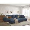 Image de Canapé d'angle L convertible coffre EVEREST tissu chiné avec pouf bleu foncé angle droit BOBOCHIC 4 places