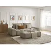 Image de Canapé droit convertible coffre EVEREST tissu chiné avec pouf taupe BOBOCHIC 3 places