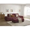 Image de Canapé droit convertible coffre EVEREST tissu chiné avec pouf rouge BOBOCHIC 3 places