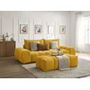 Image de Canapé droit convertible coffre EVEREST tissu texturé avec pouf jaune BOBOCHIC 3 places