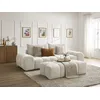 Image de Canapé droit convertible coffre EVEREST tissu texturé avec pouf beige BOBOCHIC 3 places