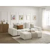 Image de Canapé droit convertible coffre EVEREST tissu chiné avec pouf blanc BOBOCHIC 3 places