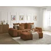 Image de Canapé droit fixe 3 places EVEREST tissu chiné avec pouf orange BOBOCHIC