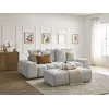 Image de Canapé droit fixe 3 places EVEREST tissu chiné avec pouf gris clair BOBOCHIC