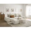 Image de Canapé droit fixe 3 places EVEREST tissu texturé avec pouf beige BOBOCHIC