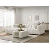 Image de Canapé d'angle fixe TALIA tissu chiné avec pouf blanc angle gauche BOBOCHIC 4 places
