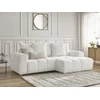 Image de Canapé d'angle convertible coffre ROXELANE tissu bouclette blanc angle droit BOBOCHIC 3 places