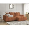Image de Canapé d'angle convertible coffre ROXELANE tissu bouclette orange angle droit BOBOCHIC 3 places