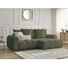 Image de Canapé d'angle convertible coffre ROXELANE tissu bouclette vert angle droit BOBOCHIC 3 places