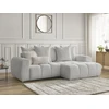 Image de Canapé d'angle convertible coffre ROXELANE tissu bouclette gris clair angle droit BOBOCHIC 3 places