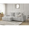 Image de Canapé d'angle convertible coffre ROXELANE tissu bouclette gris clair angle gauche BOBOCHIC 3 places