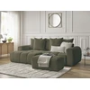 Image de Canapé d'angle convertible coffre ROXELANE tissu bouclette avec pouf vert angle gauche BOBOCHIC 3 places