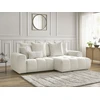 Image de Canapé d'angle convertible coffre ROXELANE tissu chiné blanc angle droit BOBOCHIC 3 places