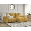Image de Canapé d'angle convertible coffre ROXELANE tissu chiné jaune angle droit BOBOCHIC 3 places