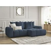 Image de Canapé d'angle convertible coffre ROXELANE tissu chiné bleu foncé angle droit BOBOCHIC 3 places