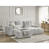 Image de Canapé d'angle convertible coffre ROXELANE tissu chiné avec pouf gris clair angle droit BOBOCHIC 3 places