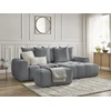 Image de Canapé d'angle convertible coffre ROXELANE tissu chiné avec pouf gris foncé angle droit BOBOCHIC 3 places