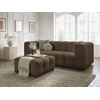 Image de Canapé droit fixe 3 places CLOUD tissu mesh avec pouf marron BOBOCHIC